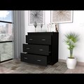 Tuhome Georgia Three Drawer Dresser, Metal Handles, Superior Top, Black CLW6468